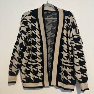 Vici Black and Cream Houndstooth Cardigan